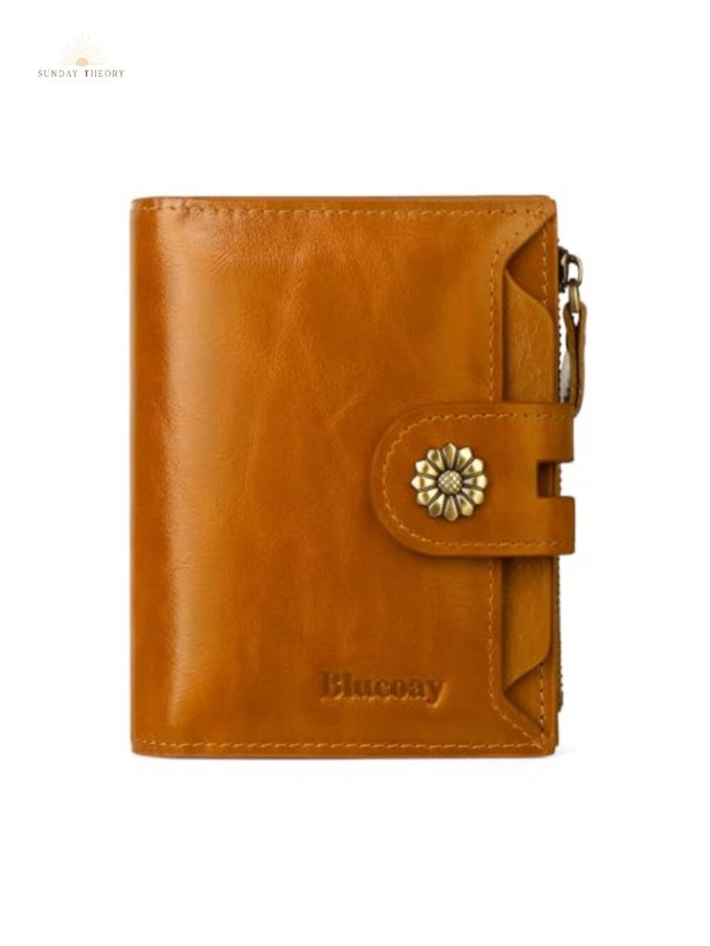 Genuine Leather RFID Blocking Bifold Wallet Compact Card Holder with ID Window
